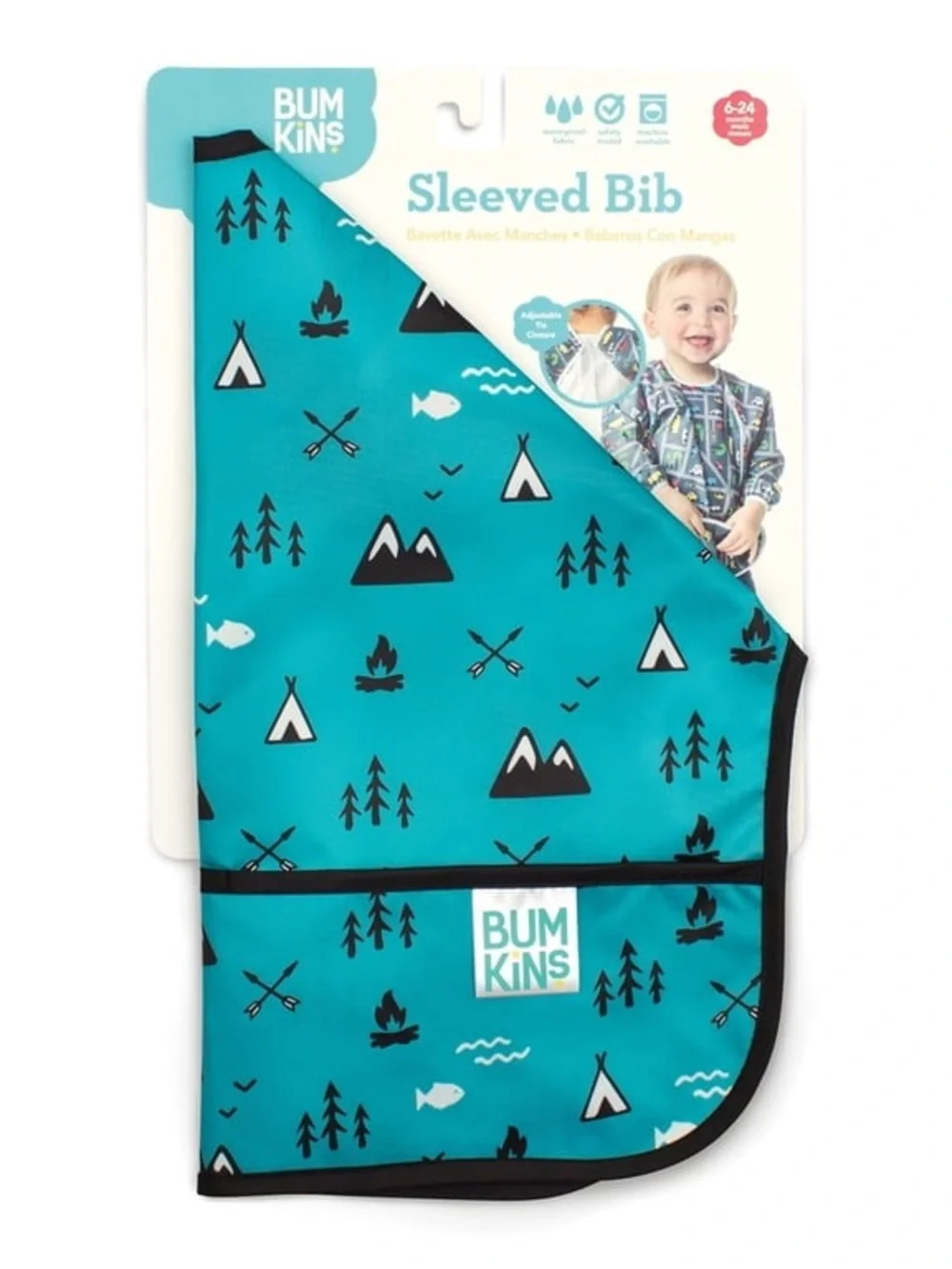 Bumkins Waterproof Sleeved Bibs Bundle of 2 Machine Washable 6-24 months